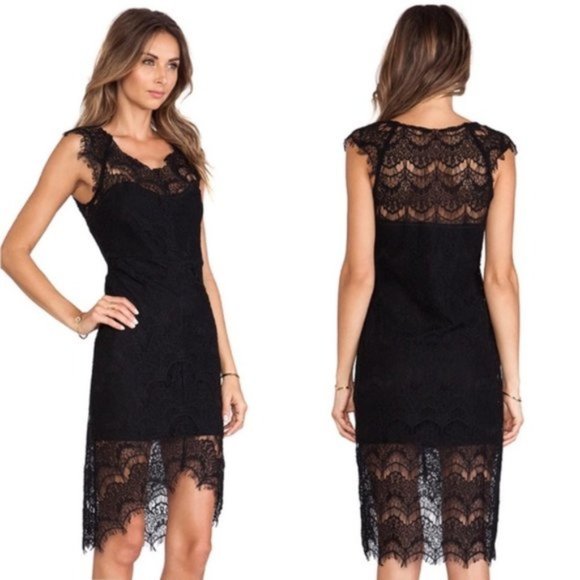 Free People Dresses & Skirts - Free People Black Peekaboo Lace Sheath Dress